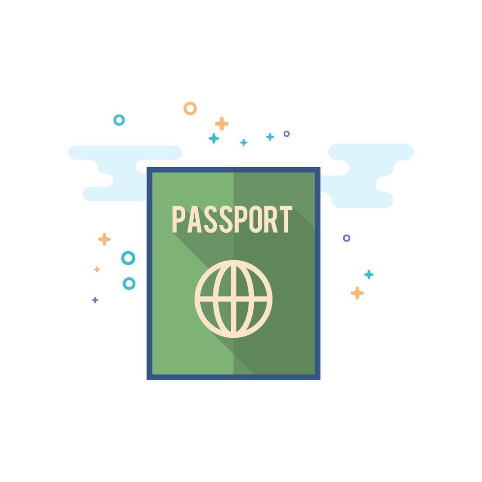 pasaporte icono plano color estilo vector ilustración