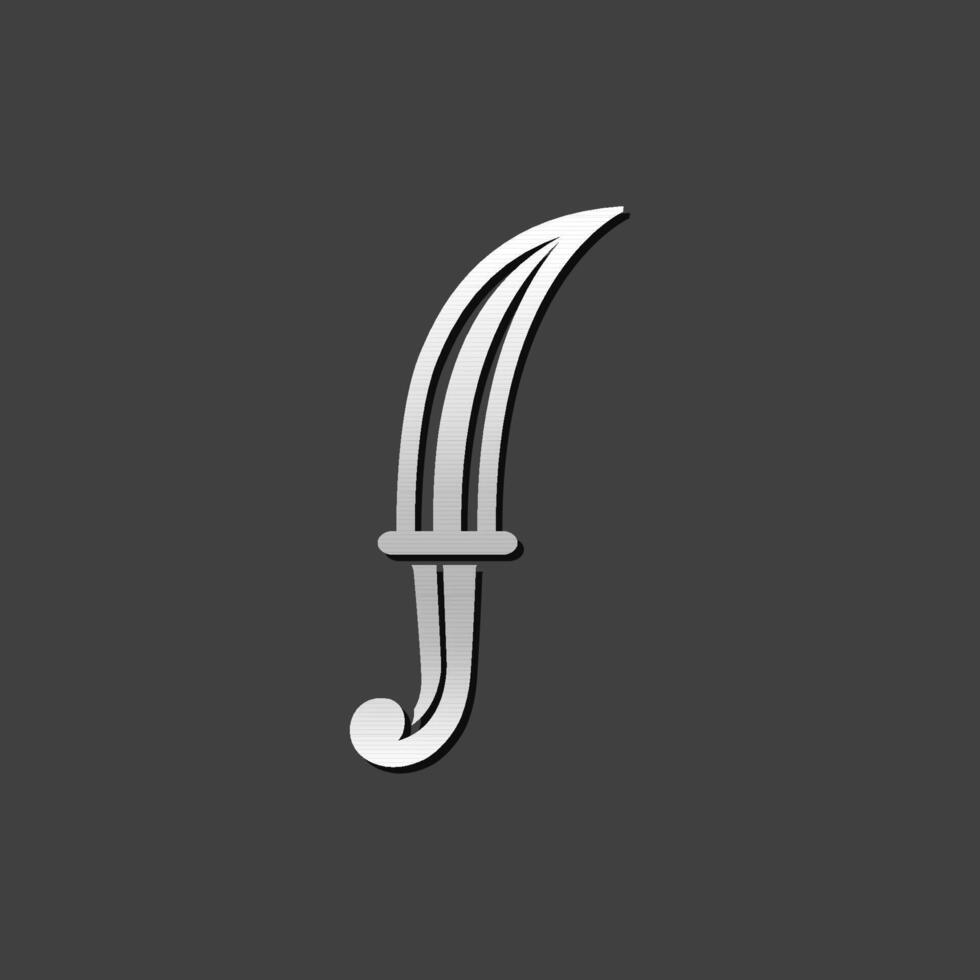 cuchillo icono en metálico gris color estilo. arma asalto peligro daga vector