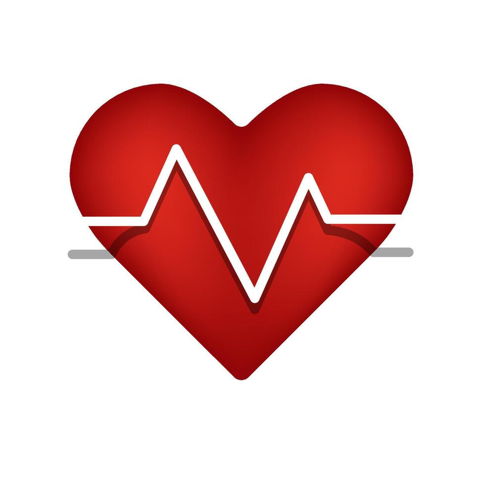 Heart rate icon in color. Human pulse graph vector