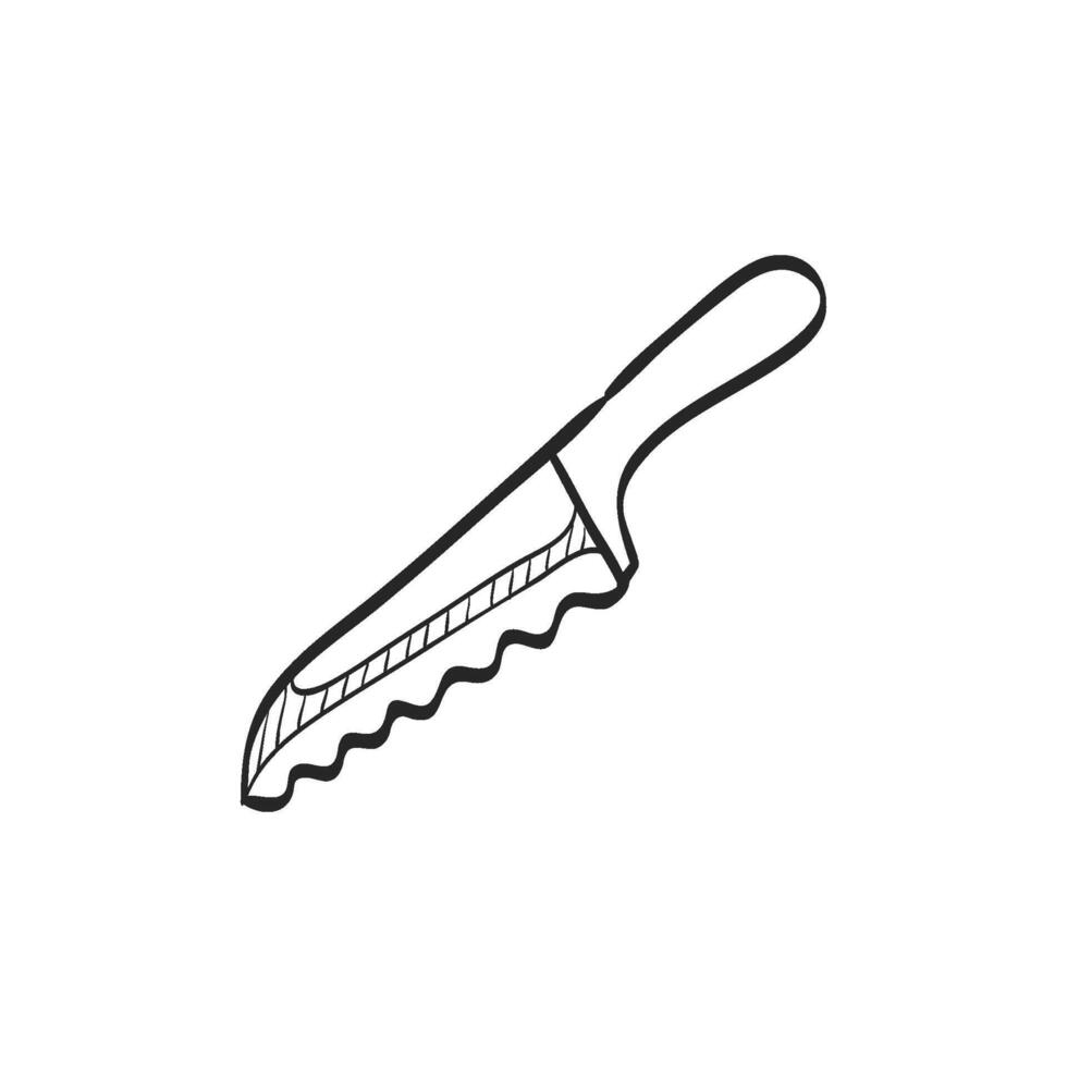 mano dibujado bosquejo icono un pan cuchillo vector