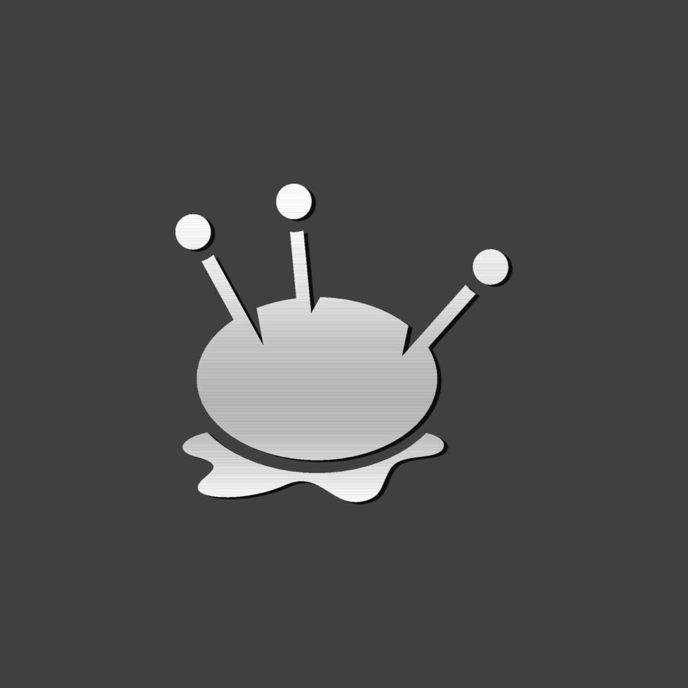 Pincushion icon in metallic grey color style. Needle tailor store fashion vector