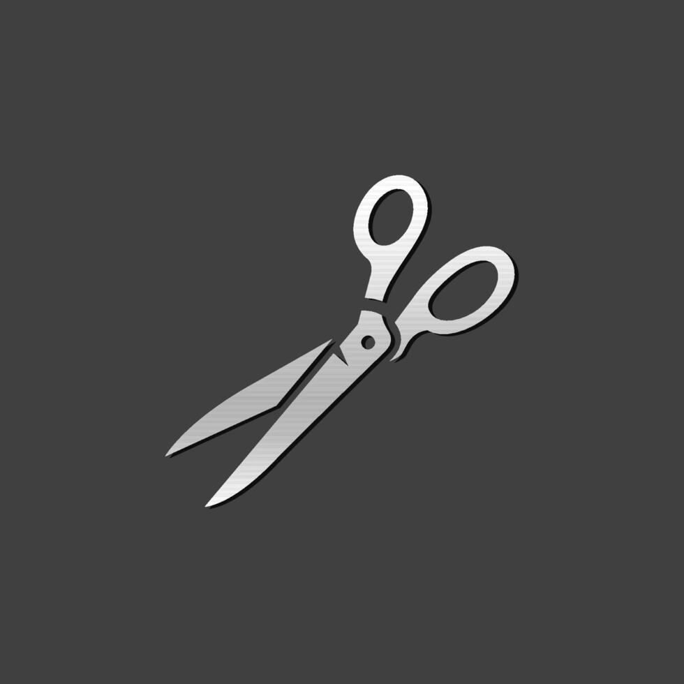 Scissor icon in metallic grey color style.Tailor dressmaker fashion vector