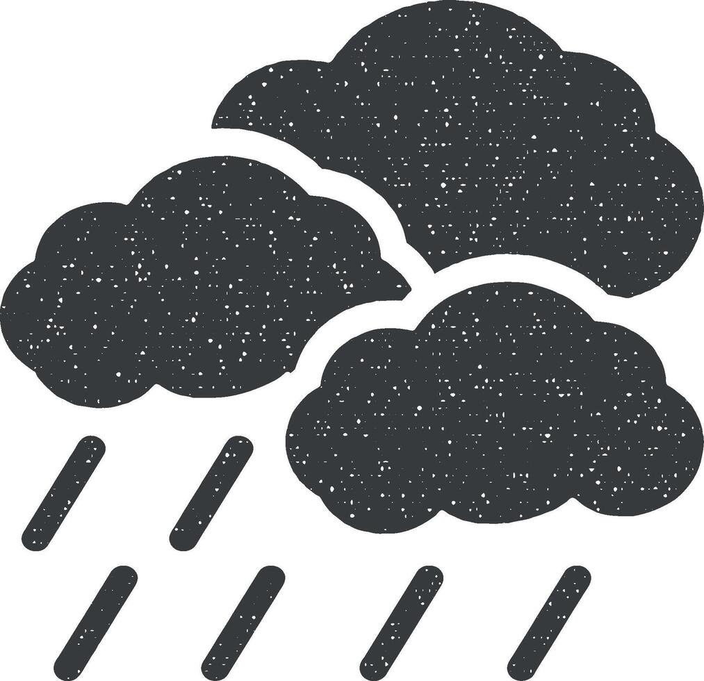Cloud, rain, weather vector icon illustration with stamp effect