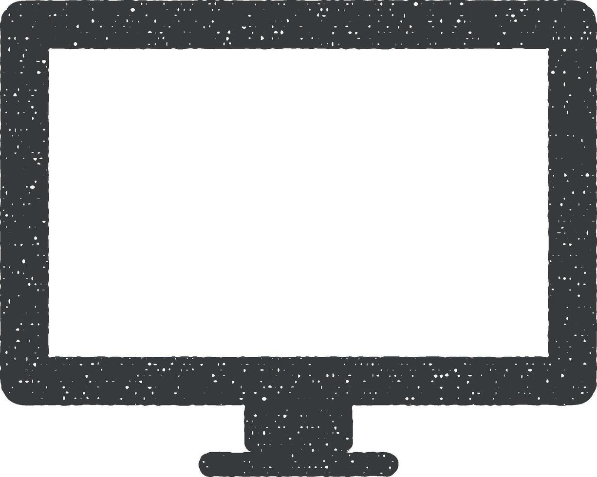 computer screen isolated simple vector icon illustration with stamp effect