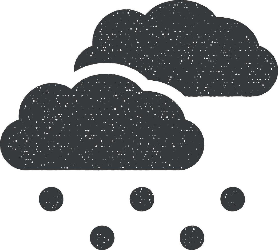 Hail, snowy, cloud vector icon illustration with stamp effect