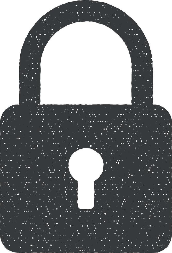 locked padlock vector icon illustration with stamp effect