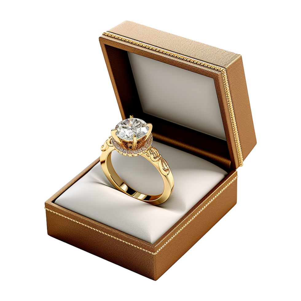 AI generated 3d ring box isolated on transparent background png