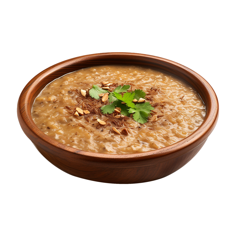 AI generated Haleem on a bowl isolated on transparent background png