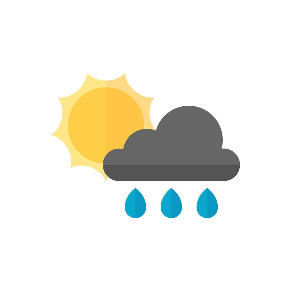Rainy icon in flat color style. Season forecast monsoon wet meteorology vector