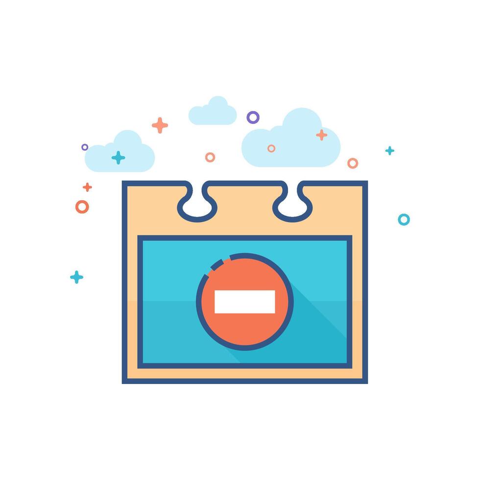 Unavailable label icon flat color style vector illustration