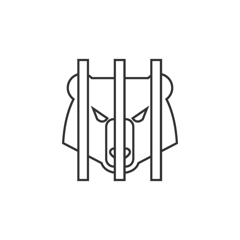 Caged animal icon in thin outline style vector