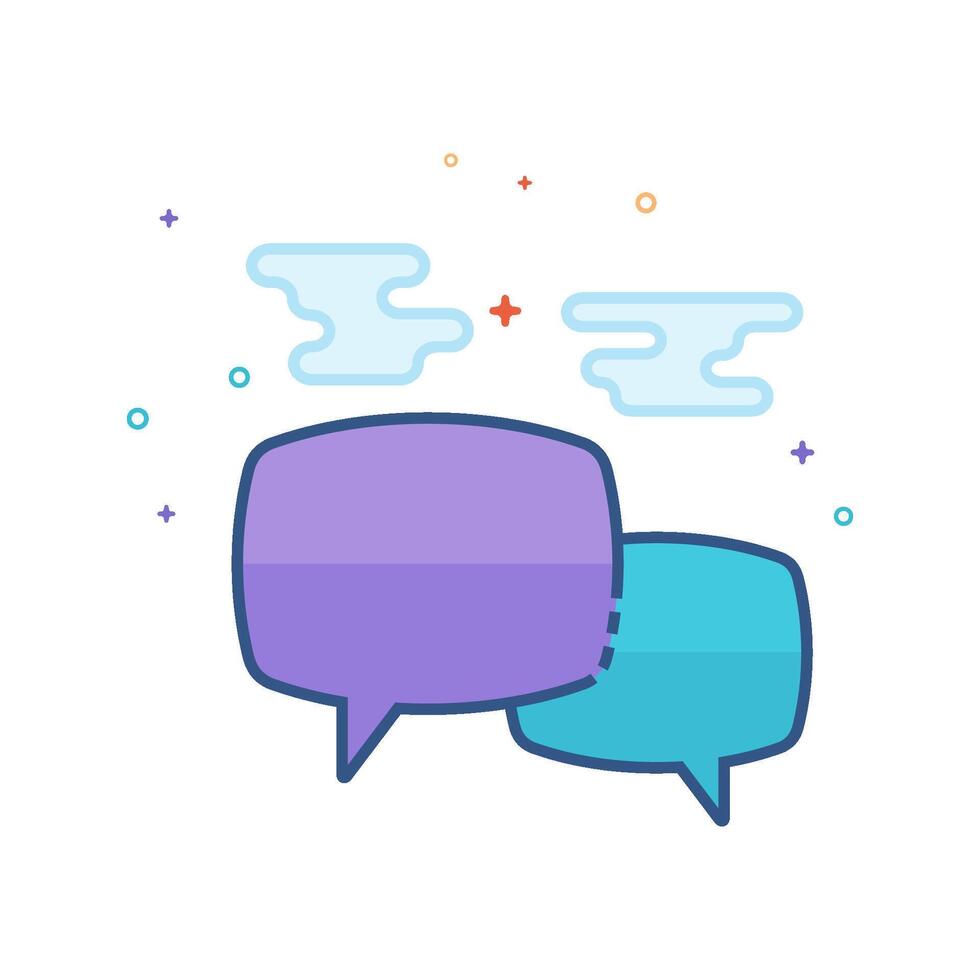 Chat sign icon flat color style vector illustration