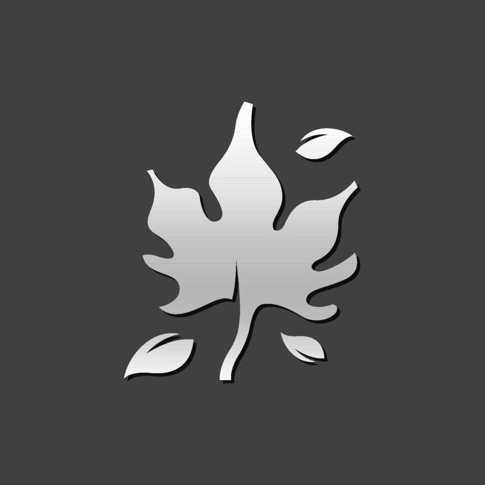 Maple leaf icon in metallic grey color style. Autumn fall leaves vector