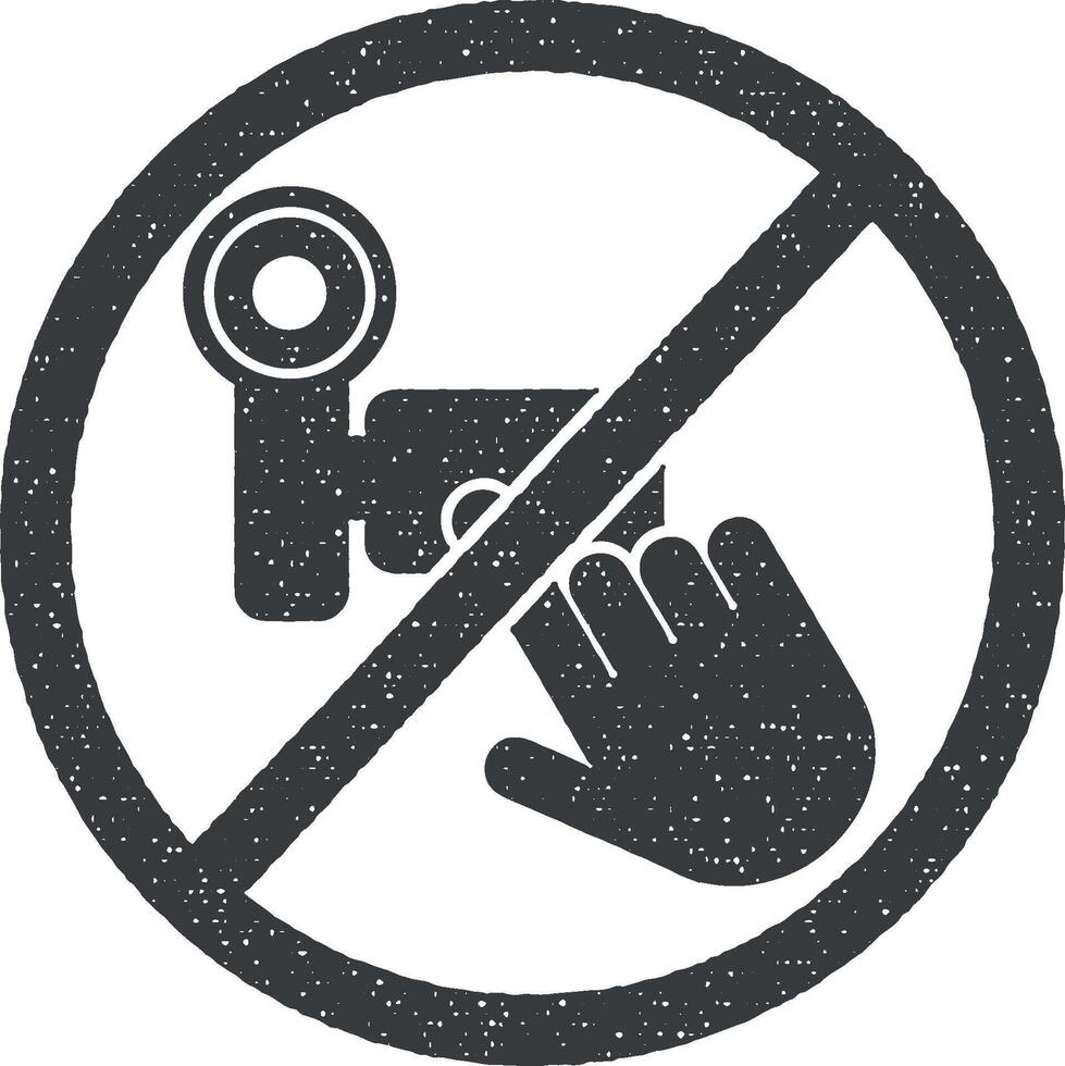 do not touch the camera icon vector illustration in stamp style