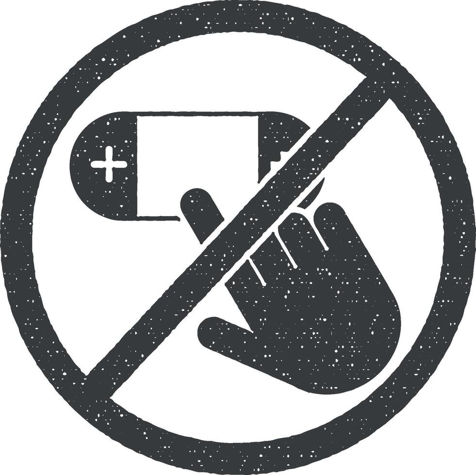 do not touch, game console icon vector illustration in stamp style