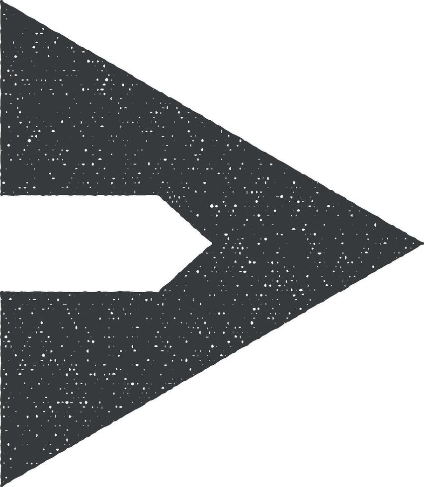 flecha, bien, navegación icono vector ilustración en sello estilo