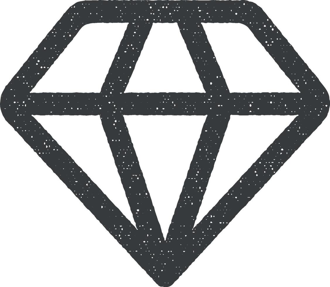Diamond vector icon illustration with stamp effect