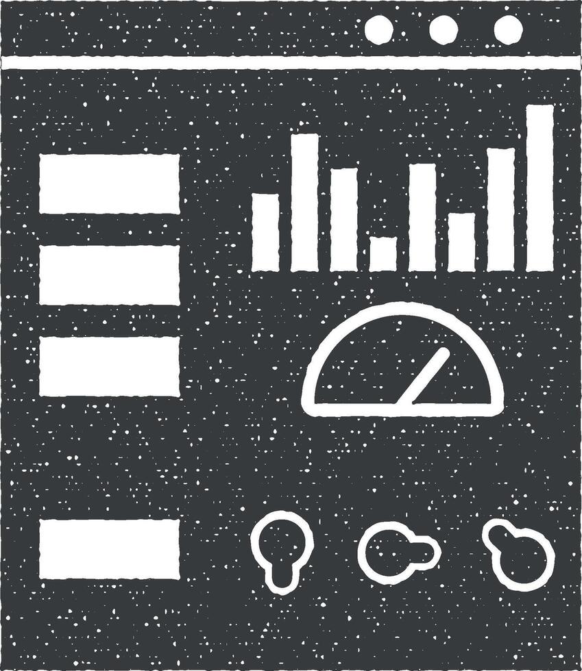 Web development, admin control panel vector icon illustration with stamp effect