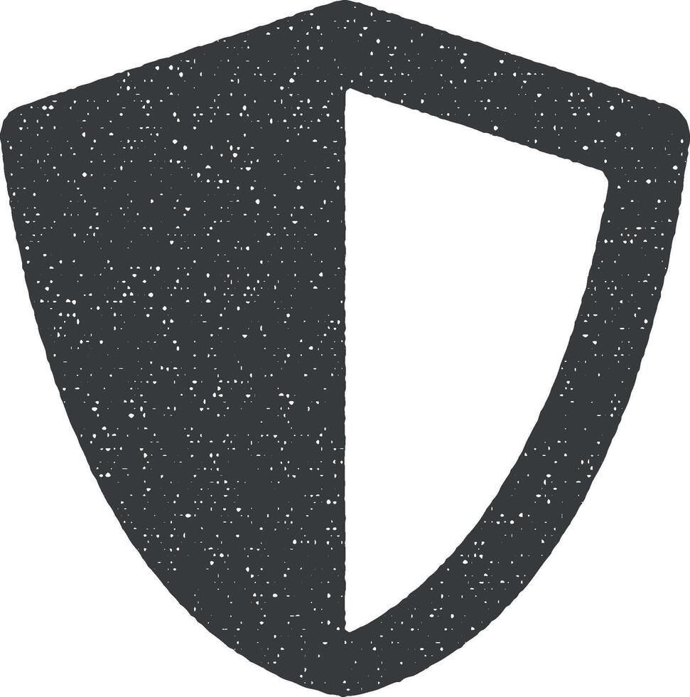 Protection shield vector icon illustration with stamp effect