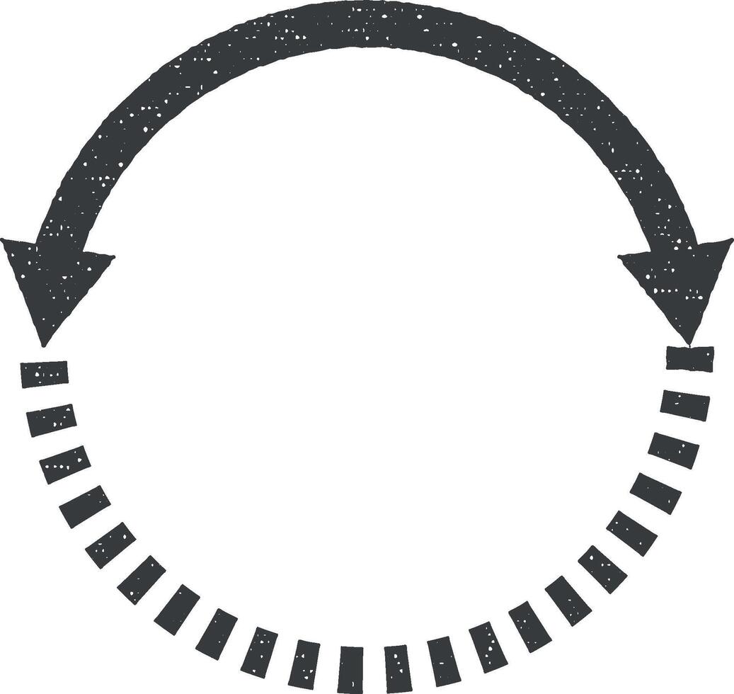 arrow, circle, navigation, icon vector illustration in stamp style