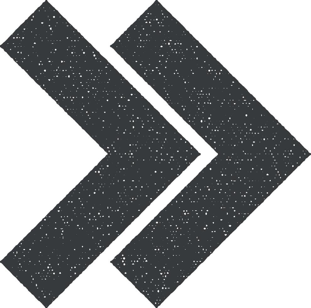 flecha, bien, doble, rebobinar icono vector ilustración en sello estilo