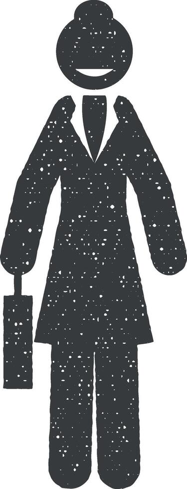 businesswoman, agree icon vector illustration in stamp style