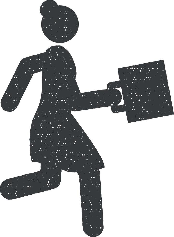businesswoman, sms icon vector illustration in stamp style