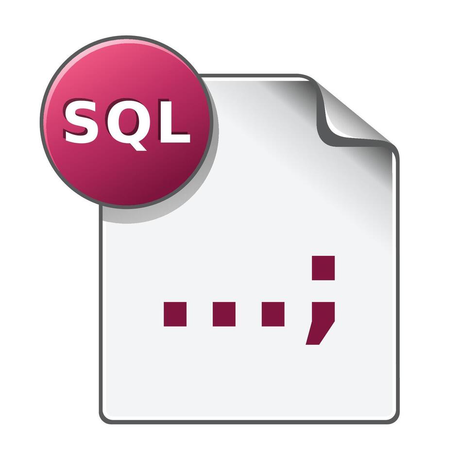SQL File format icon in color. Extension database queries vector