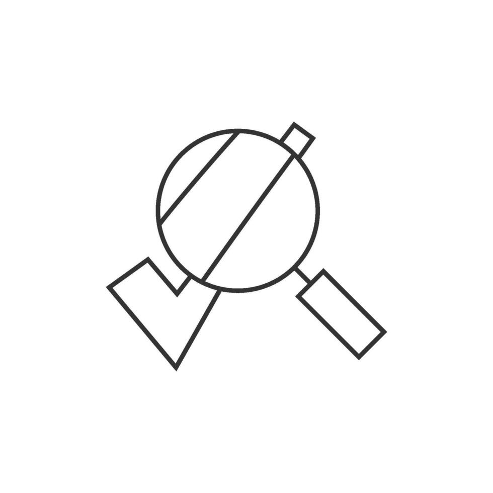 Magnifier check mark icon in thin outline style vector
