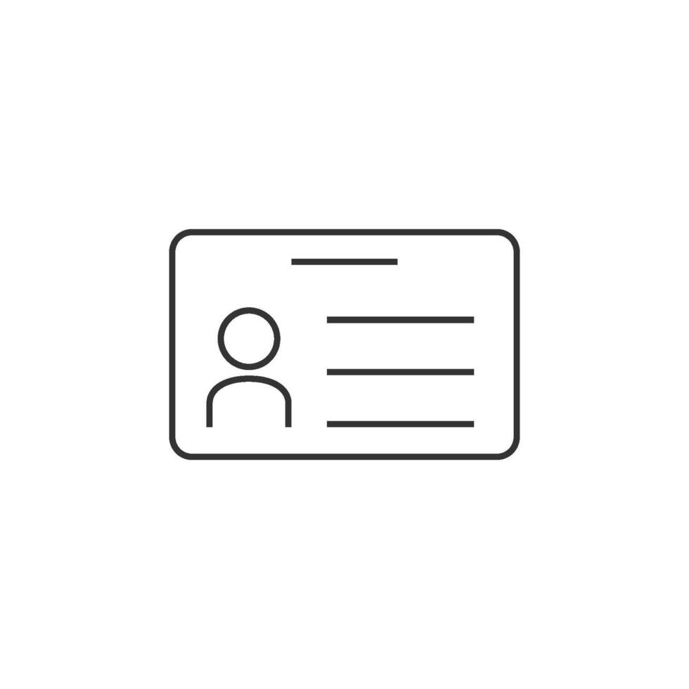 ID Card icon in thin outline style vector