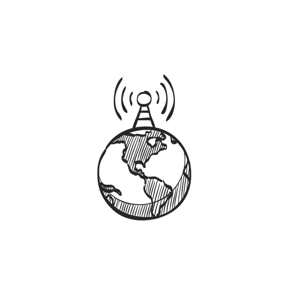 Hand drawn sketch icon globe vector