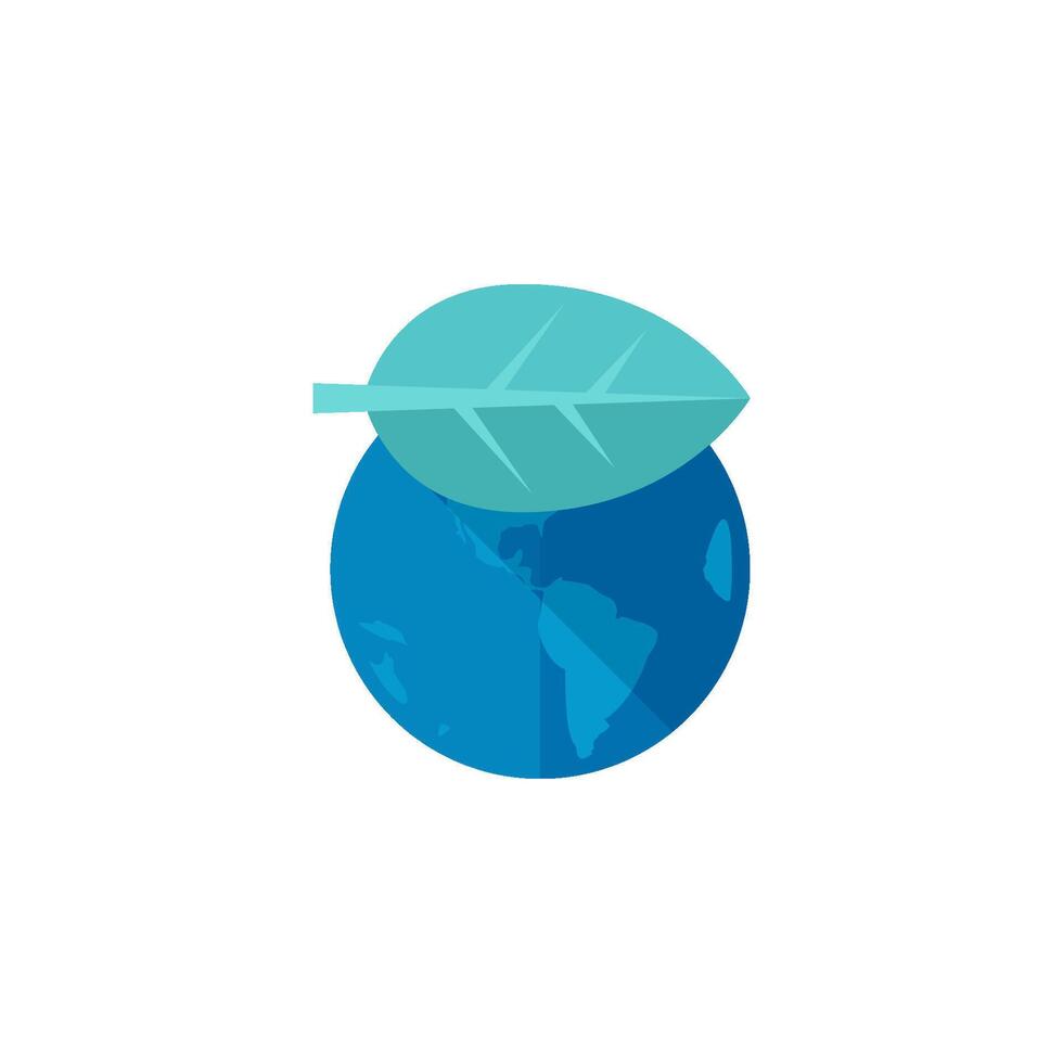globo con hoja icono en plano color estilo. tierra proteccion, conservación vector