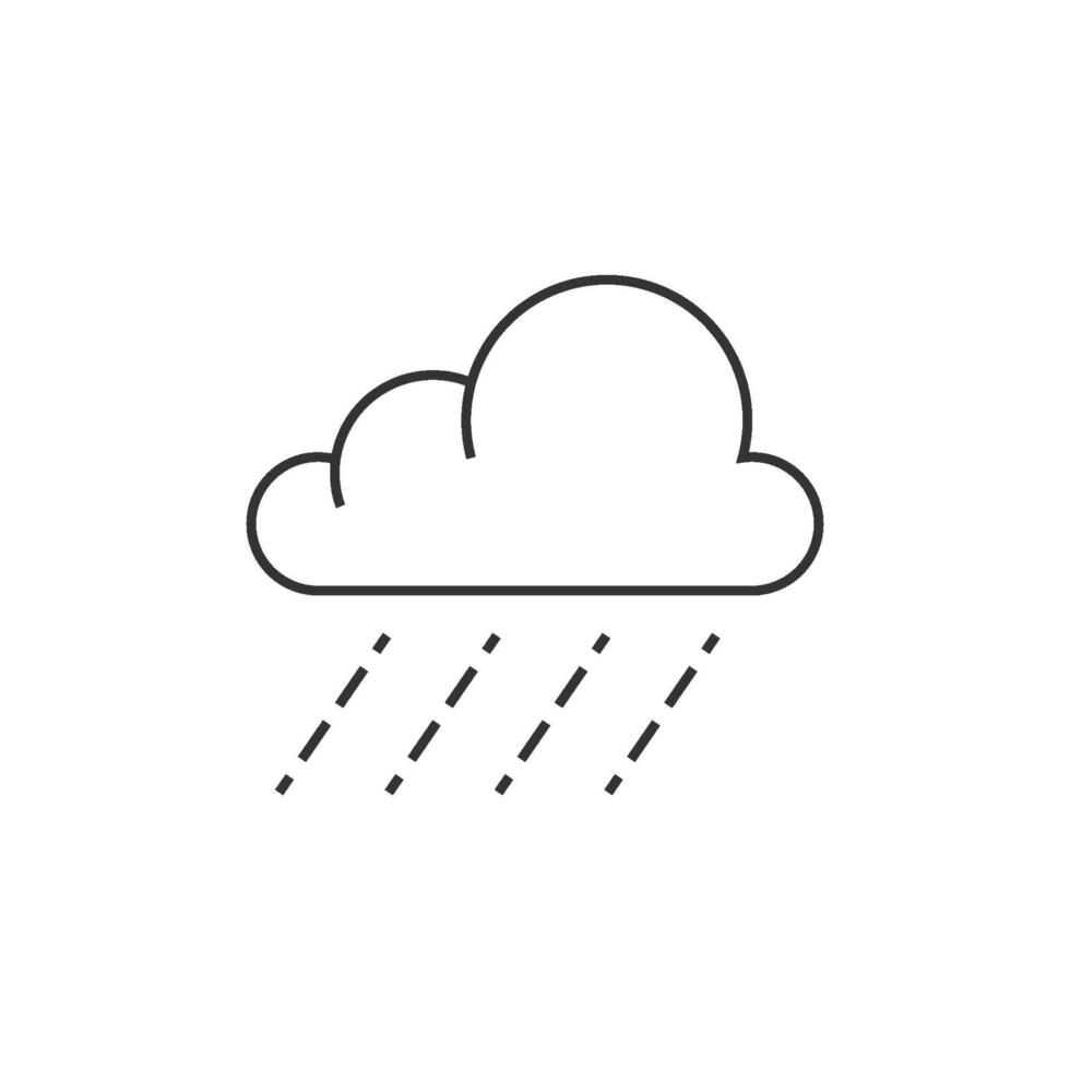 Rain cloud icon in thin outline style vector