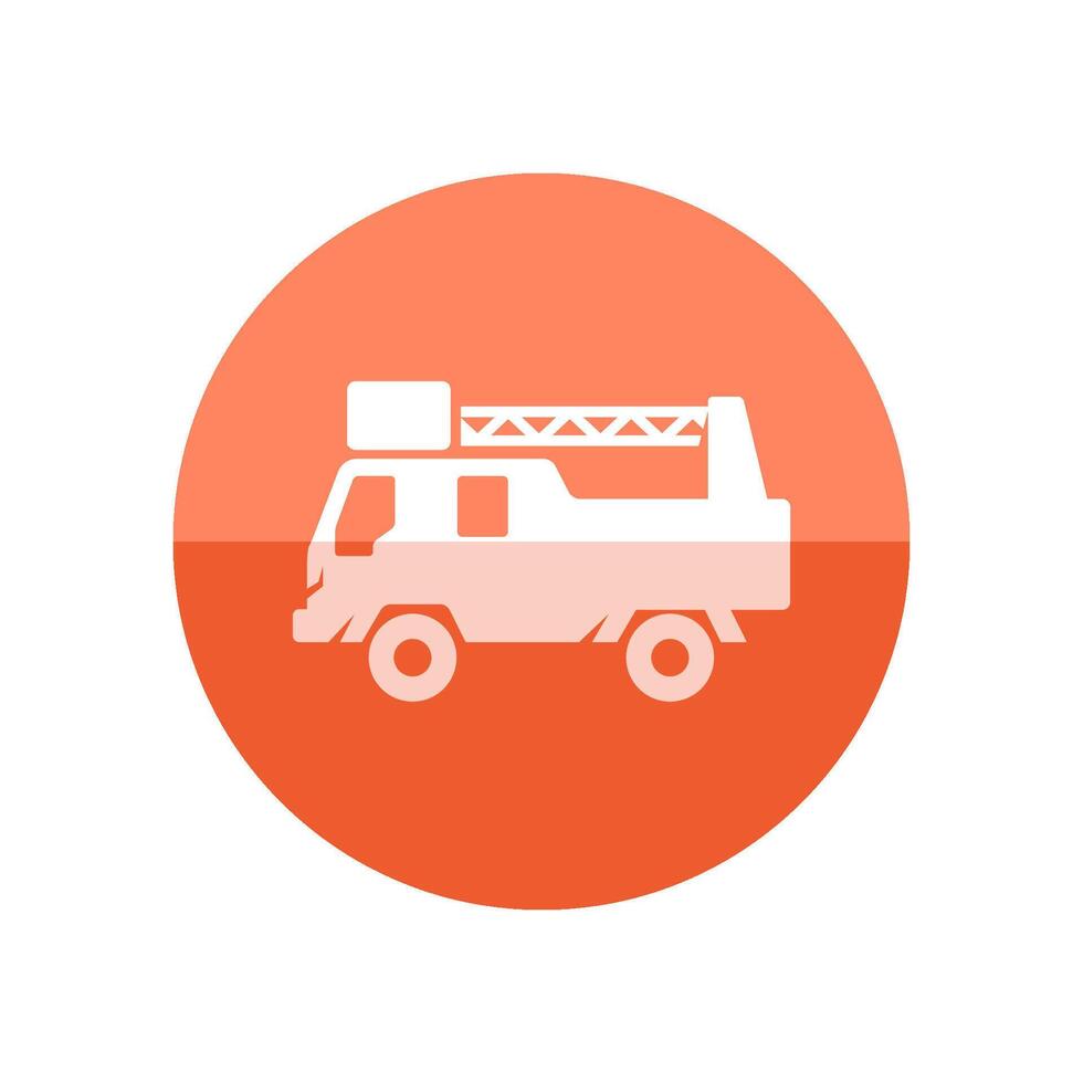 Fireman car icon in flat color circle style. Automotive service fighter extinguisher truck vector