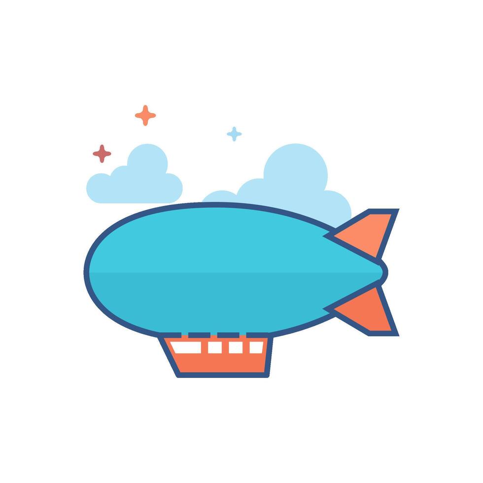 dirigible icono plano color estilo vector ilustración