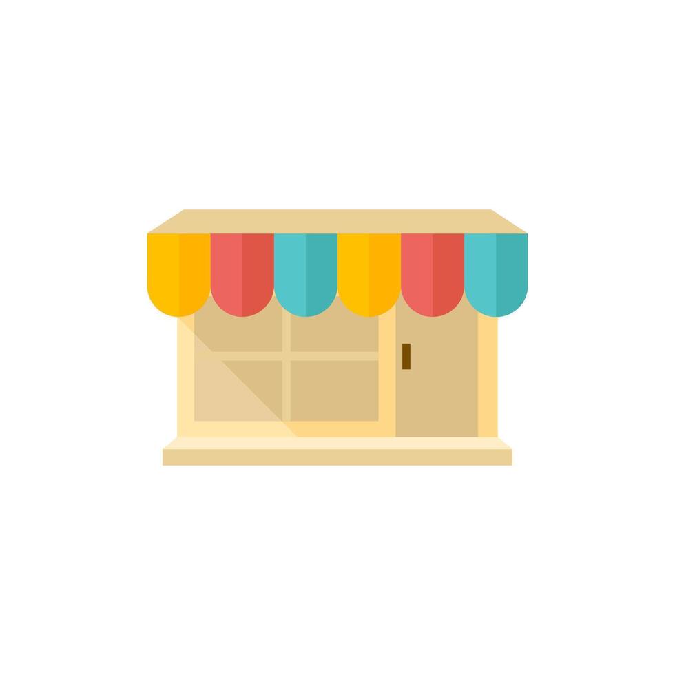 Shop icon in flat color style. Buying ecommerce market retail store vector