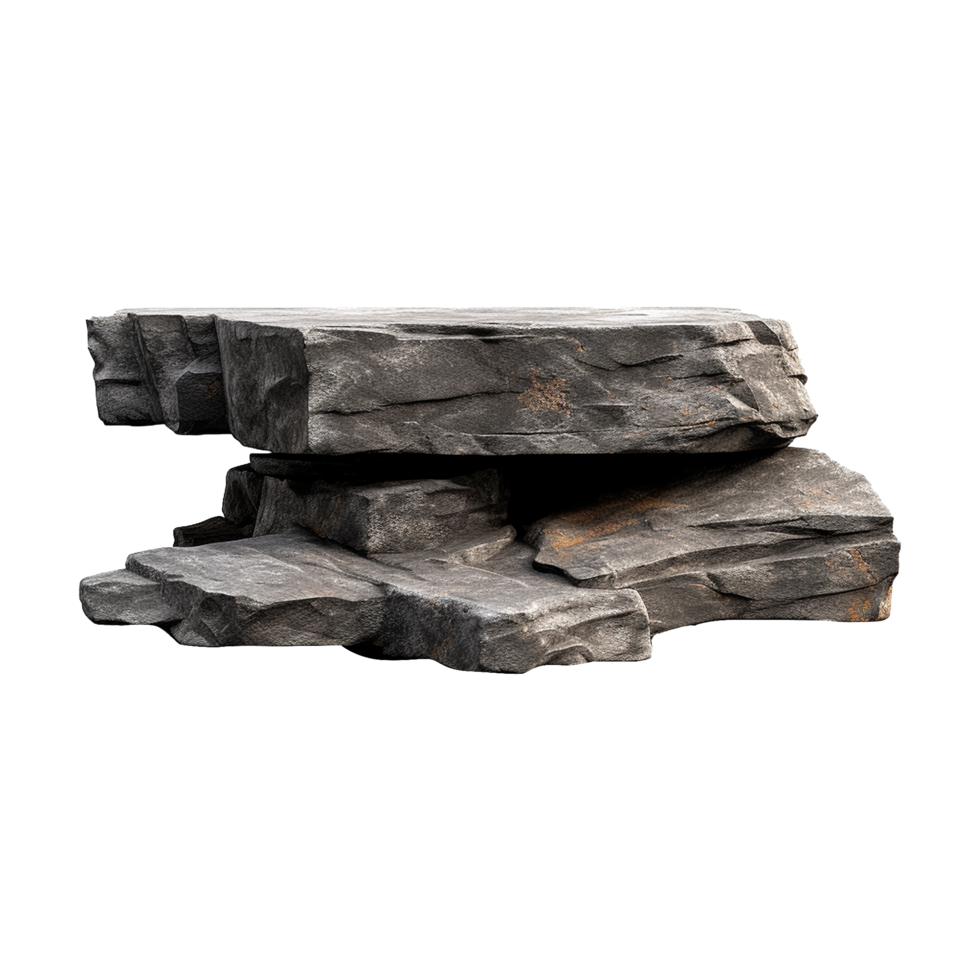 AI generated Flat rock stone podium for display product isolated on transparent background png