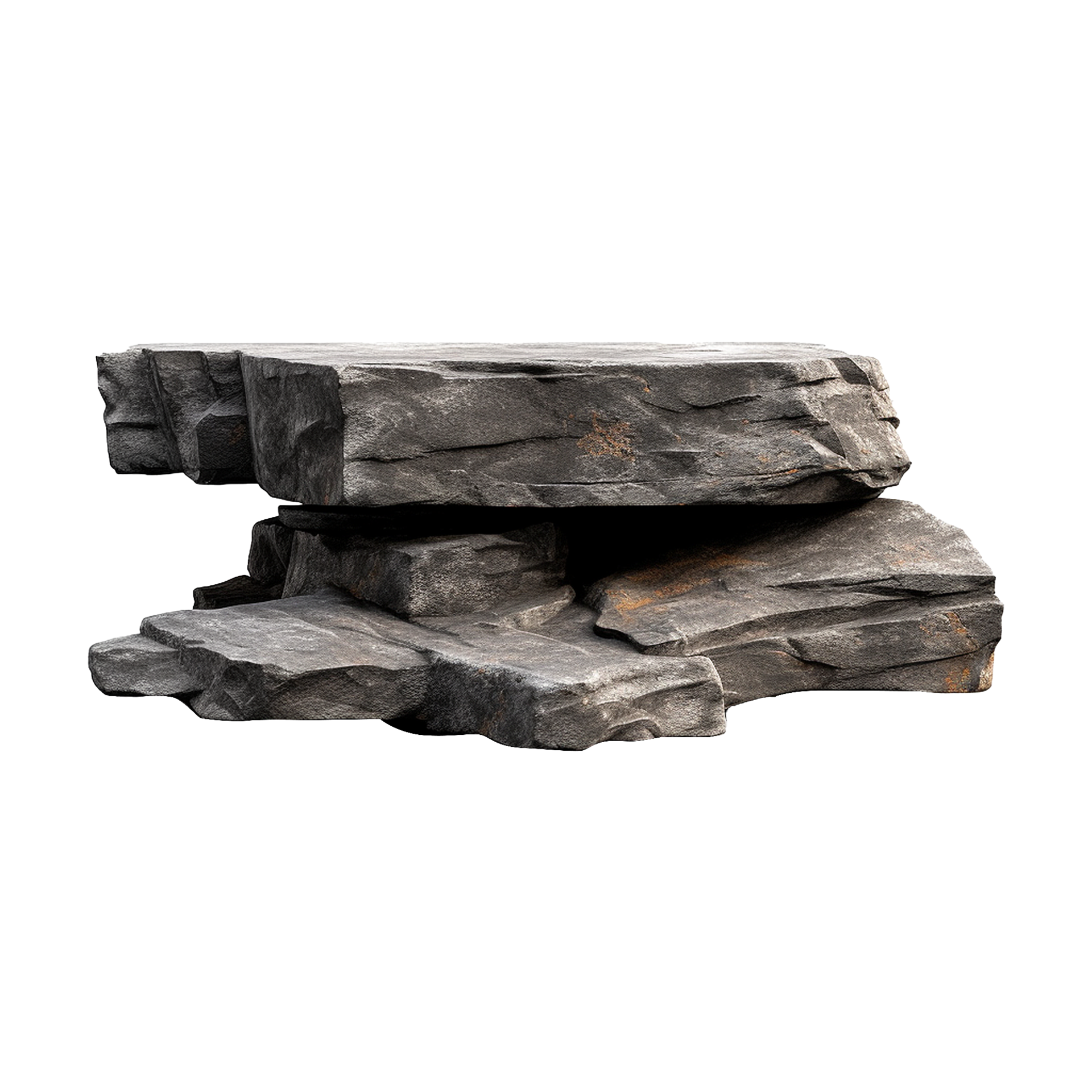 AI generated Flat rock stone podium for display product isolated on