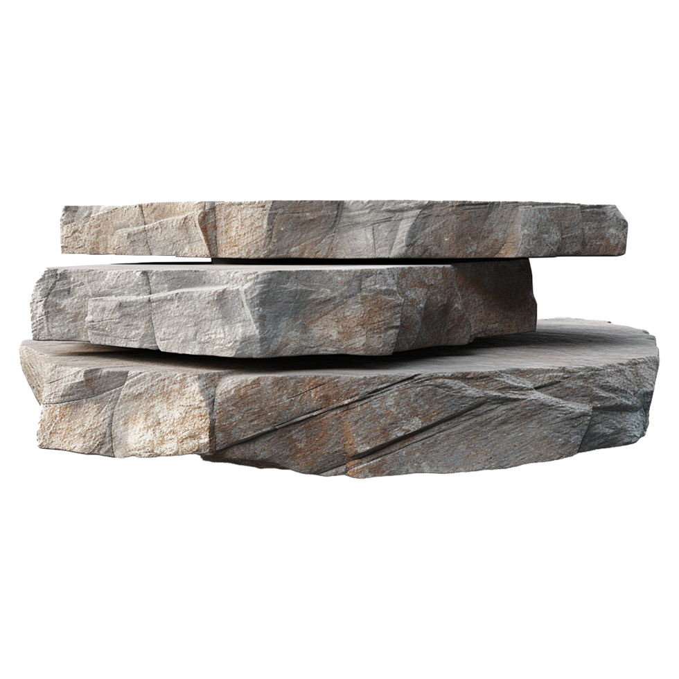 AI generated Flat rock stone podium for display product isolated on transparent background png