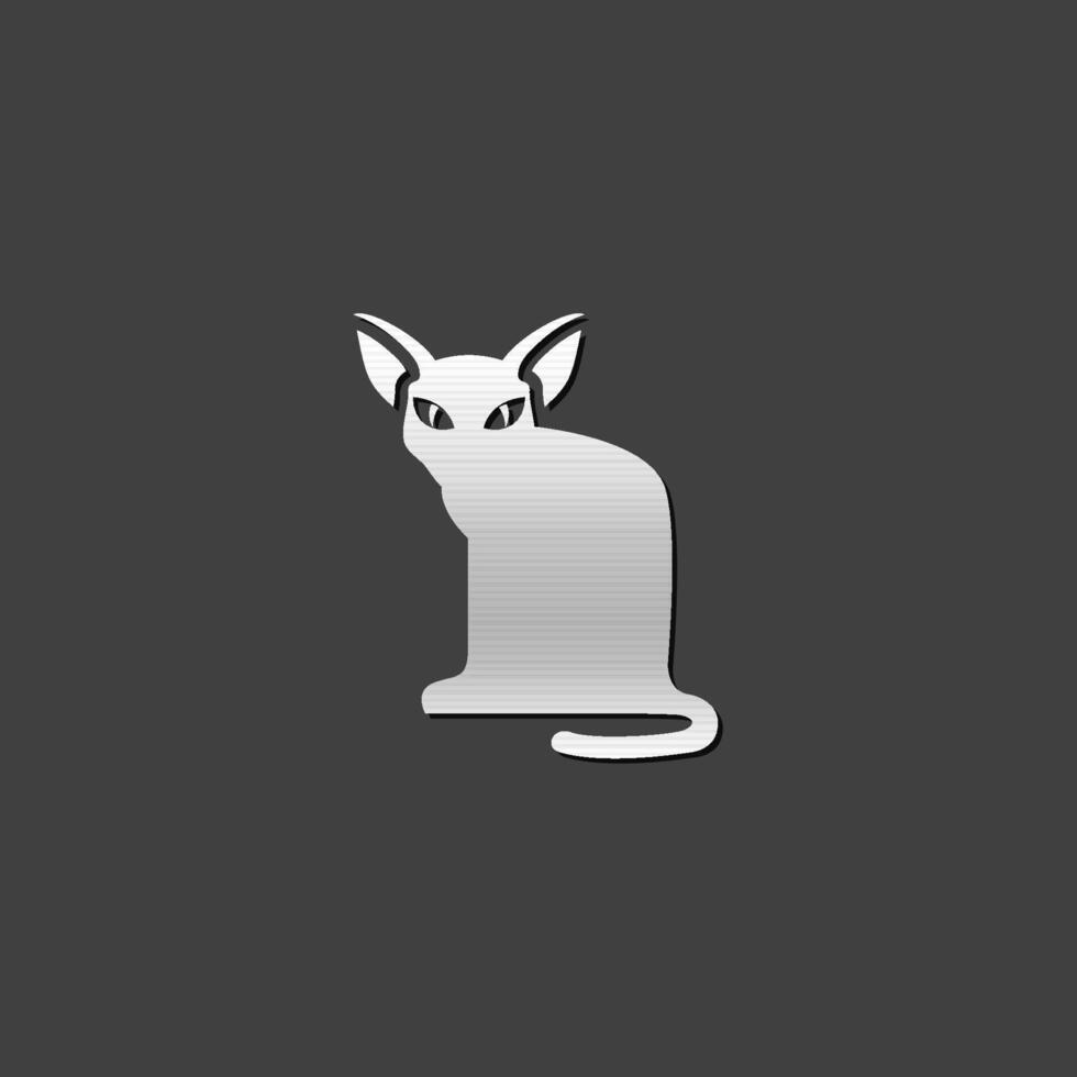 gato icono en metálico gris color estilo. animal negro gatito vector