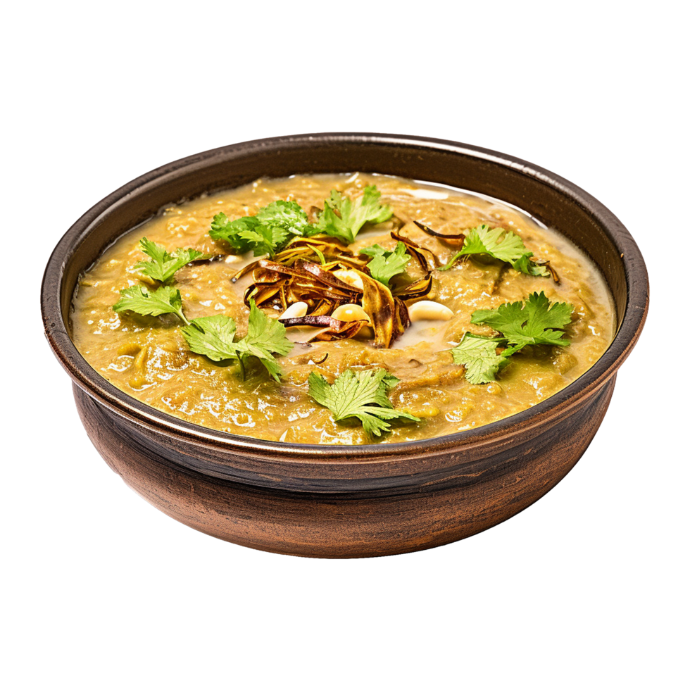 AI generated Haleem on a bowl isolated on transparent background png