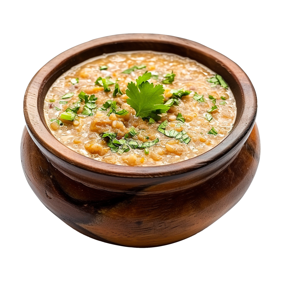 AI generated Haleem on a bowl isolated on transparent background png