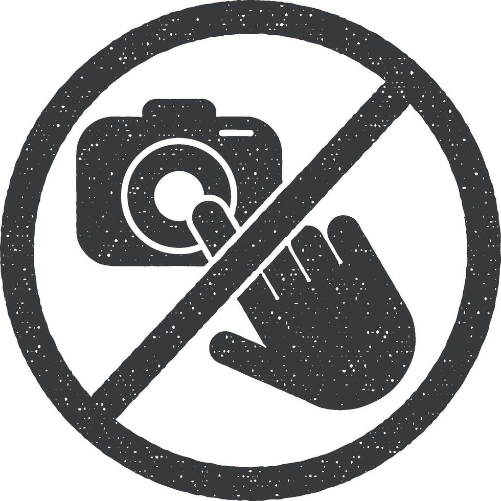 do not touch the camera icon vector illustration in stamp style