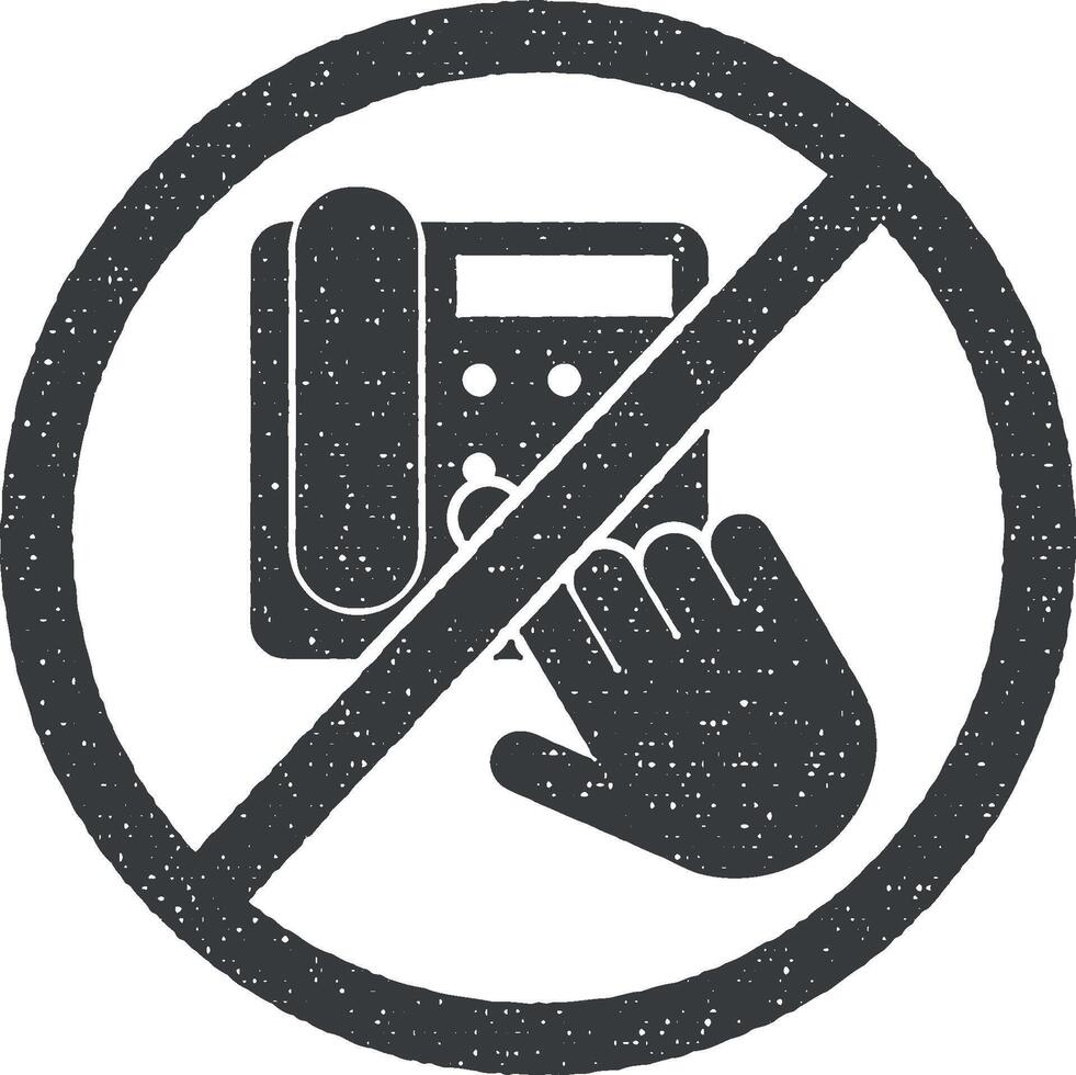 not touch phone icon vector illustration in stamp style