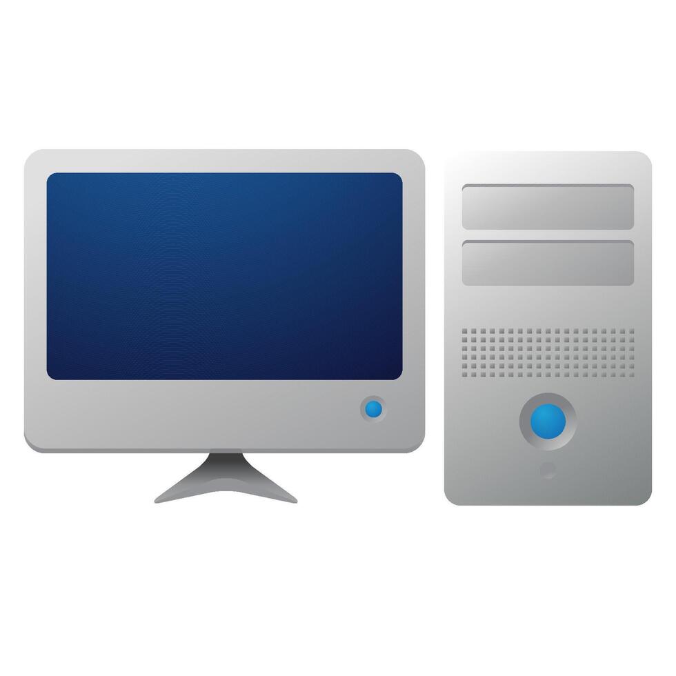 Desktop computer icon in color. Electronic office monitor vector