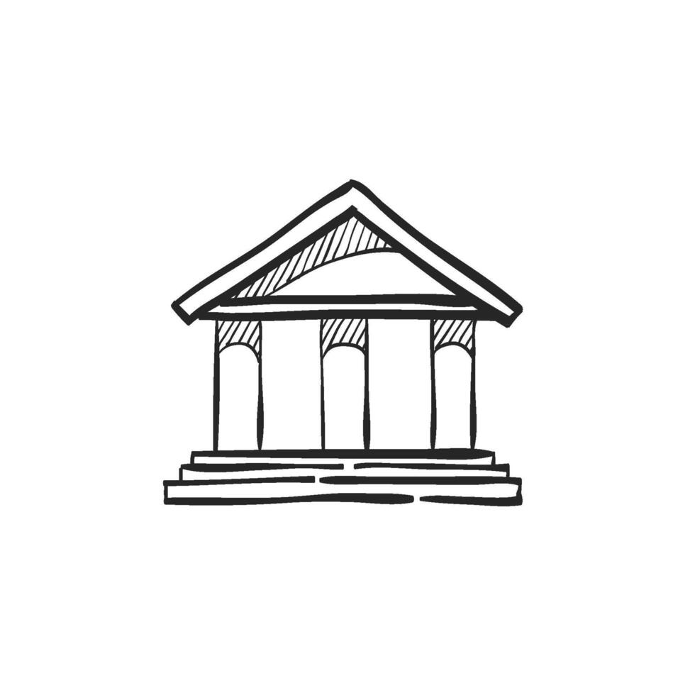 Hand drawn sketch icon bank building vector