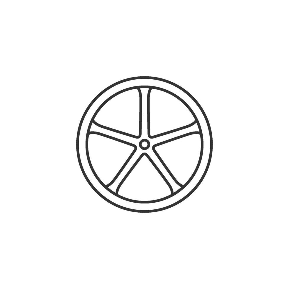 Bicycle wheel icon in thin outline style vector