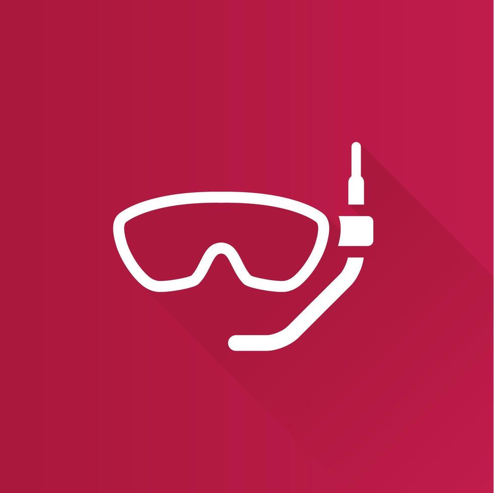 Snorkel mask flat color icon long shadow vector illustration