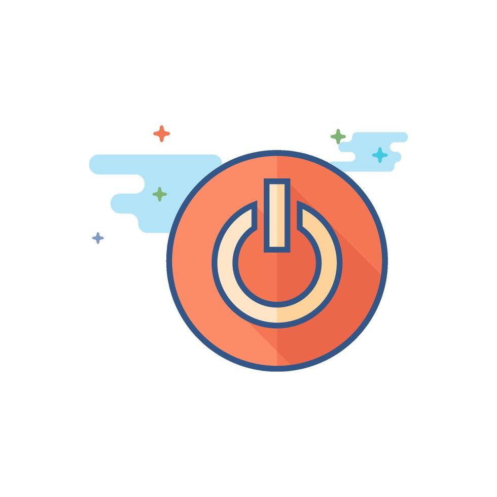 Power button icon flat color style vector illustration