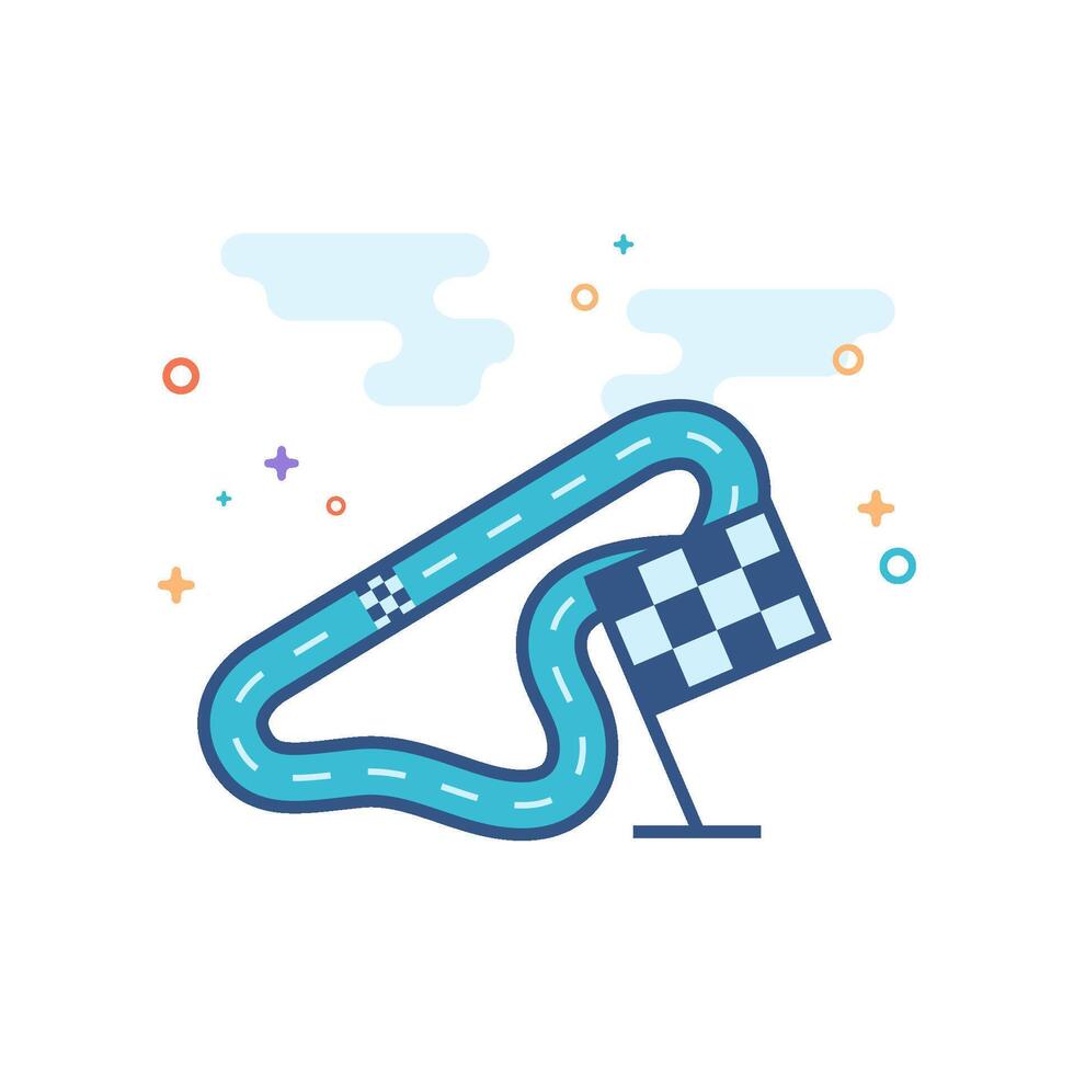 carrera circuito icono plano color estilo vector ilustración